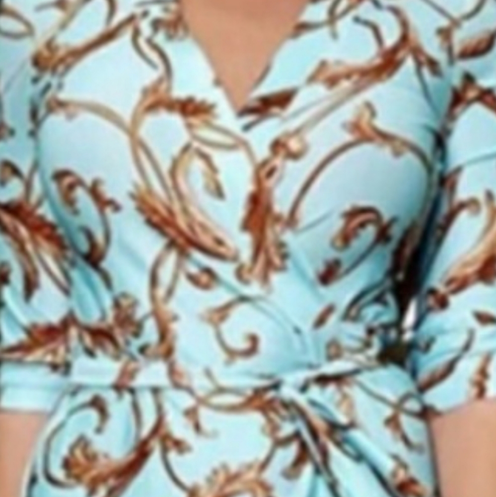 Boho Floral Vines Maxi Dress w/waist tie/wrap - Picture 8 of 9